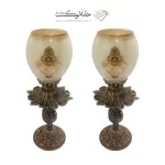 دو تکه شمعدان آویزدار کوچک پایه دار آویز دار رومنس کرمی