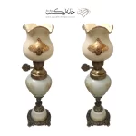 دو تکه شمعدان لب چین بزرگ پایه دار رومنس کرمی