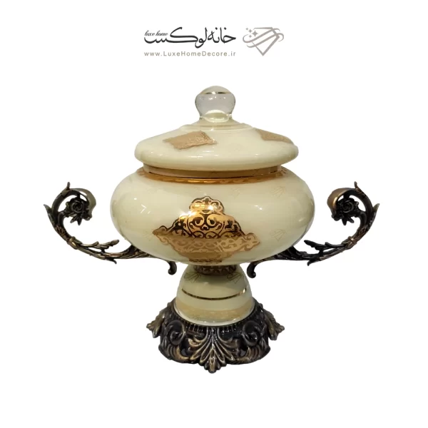 شکلات خوری ساده بزرگ در دار دسته دار پایه دار رومنس کرمی