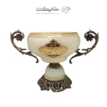 میوه خوری کاسه پرتقالی بزرگ دسته دار پایه دار رومنس کرمی