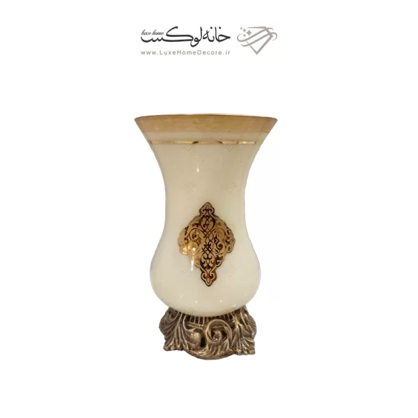 گلدان ساده کوتاه پایه دار رومنس کرمی